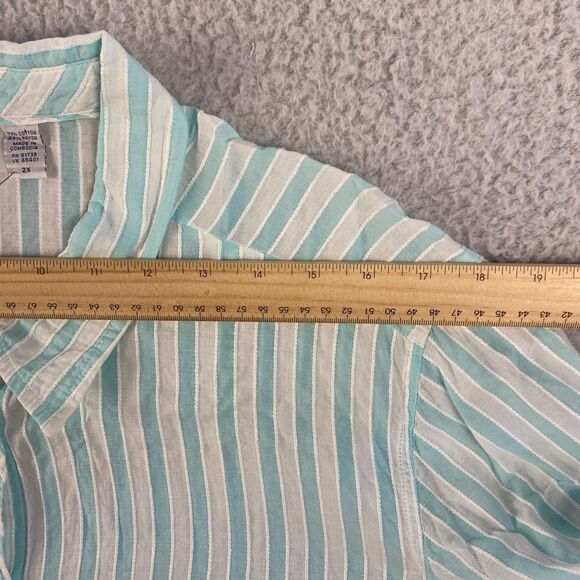 Izod Womens Button Down Shirt Striped 3/4 Cuffed Sleeves Size 2X - Picture 7 of 11